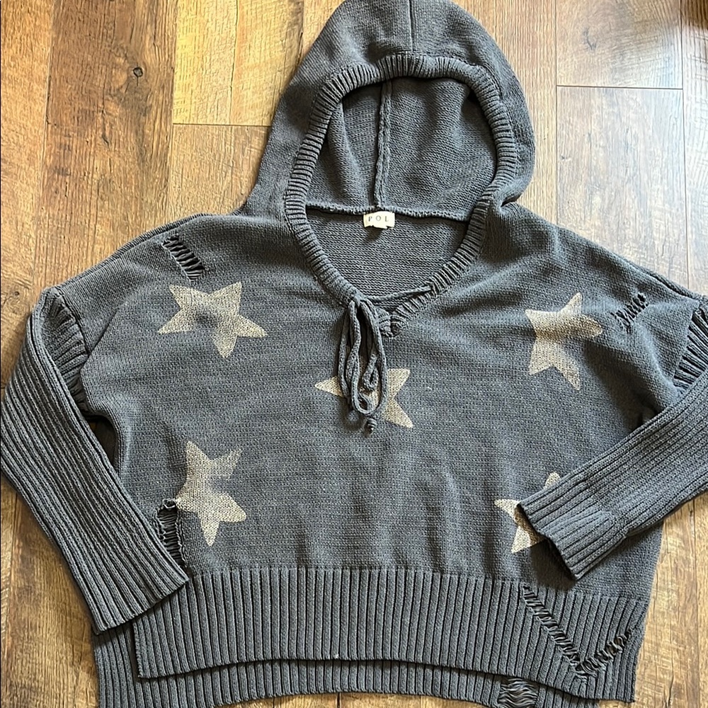 POL Charcoal Textured Knit Sweater